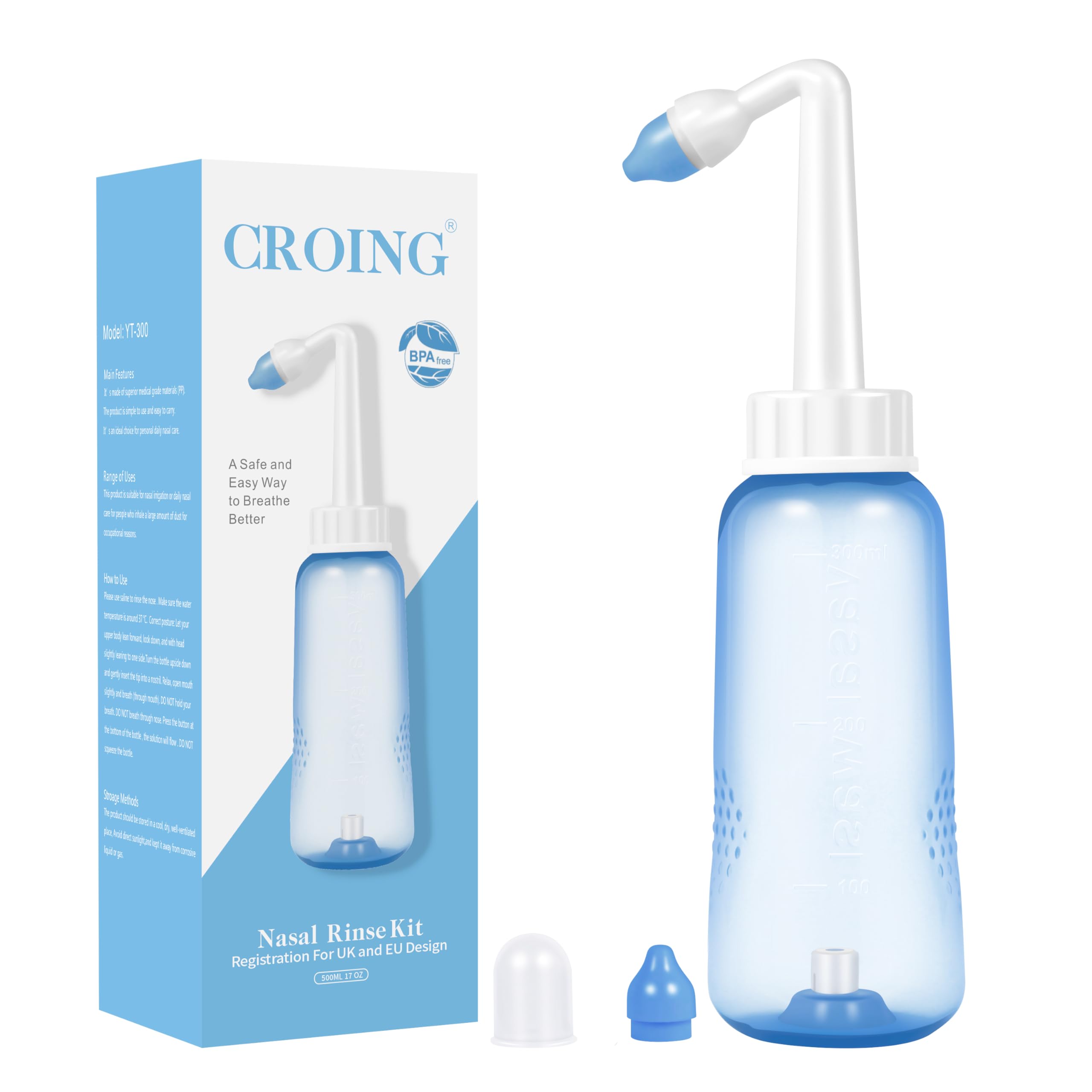 CROING π¦πΆπ»ππ π₯πΆπ»ππ² (500ml) Nasal Wash Bottle Only for Nasal Irrigation - Sinus Rinse , Neti Pot