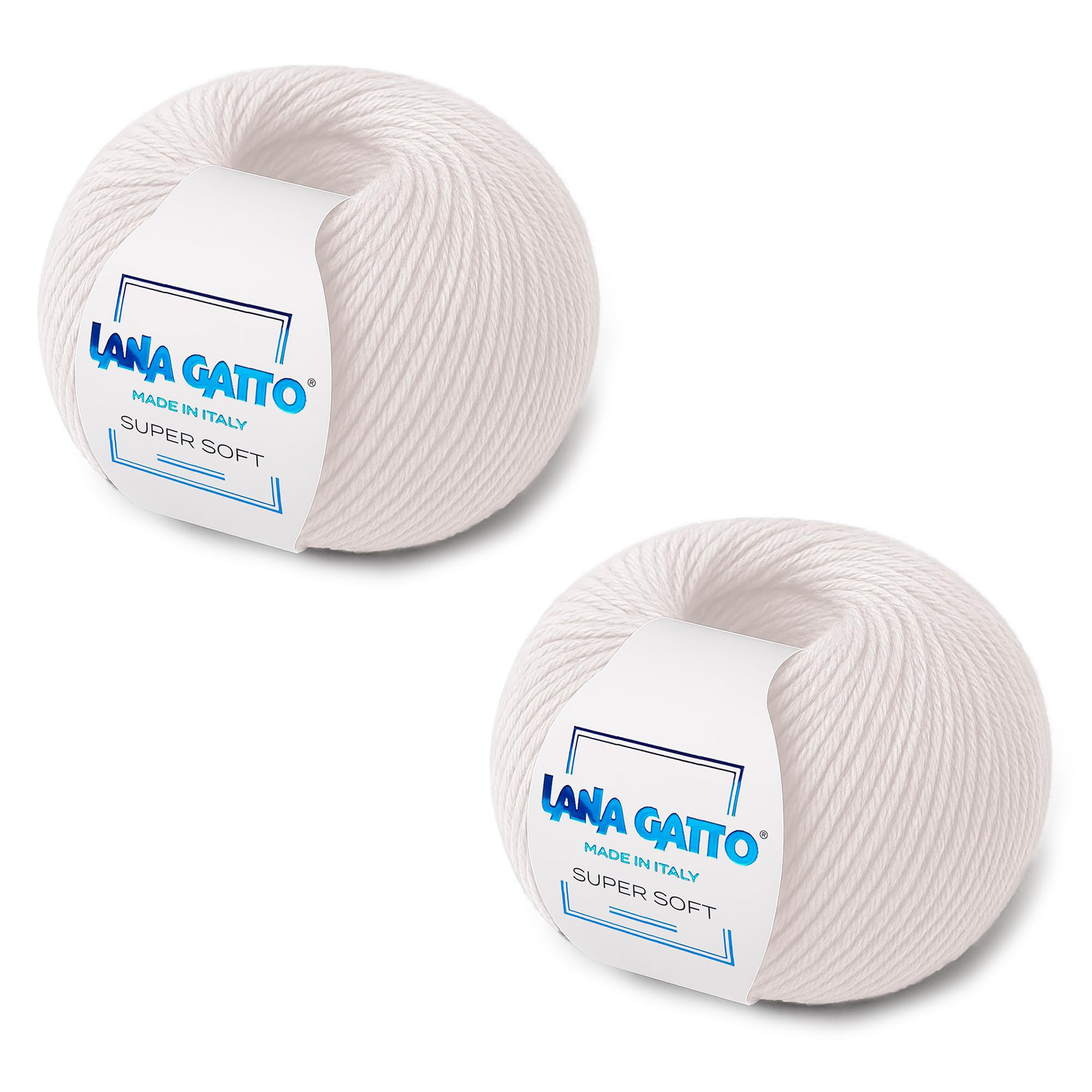 Super Soft Yarns for Crocheting and Knitting 100% Merino Wool Soft Yarn, Extrafine Wool Made in Italy by Lana Gatto Super Soft Line, 4 oz 274 yds, (2, Cream - 13701)