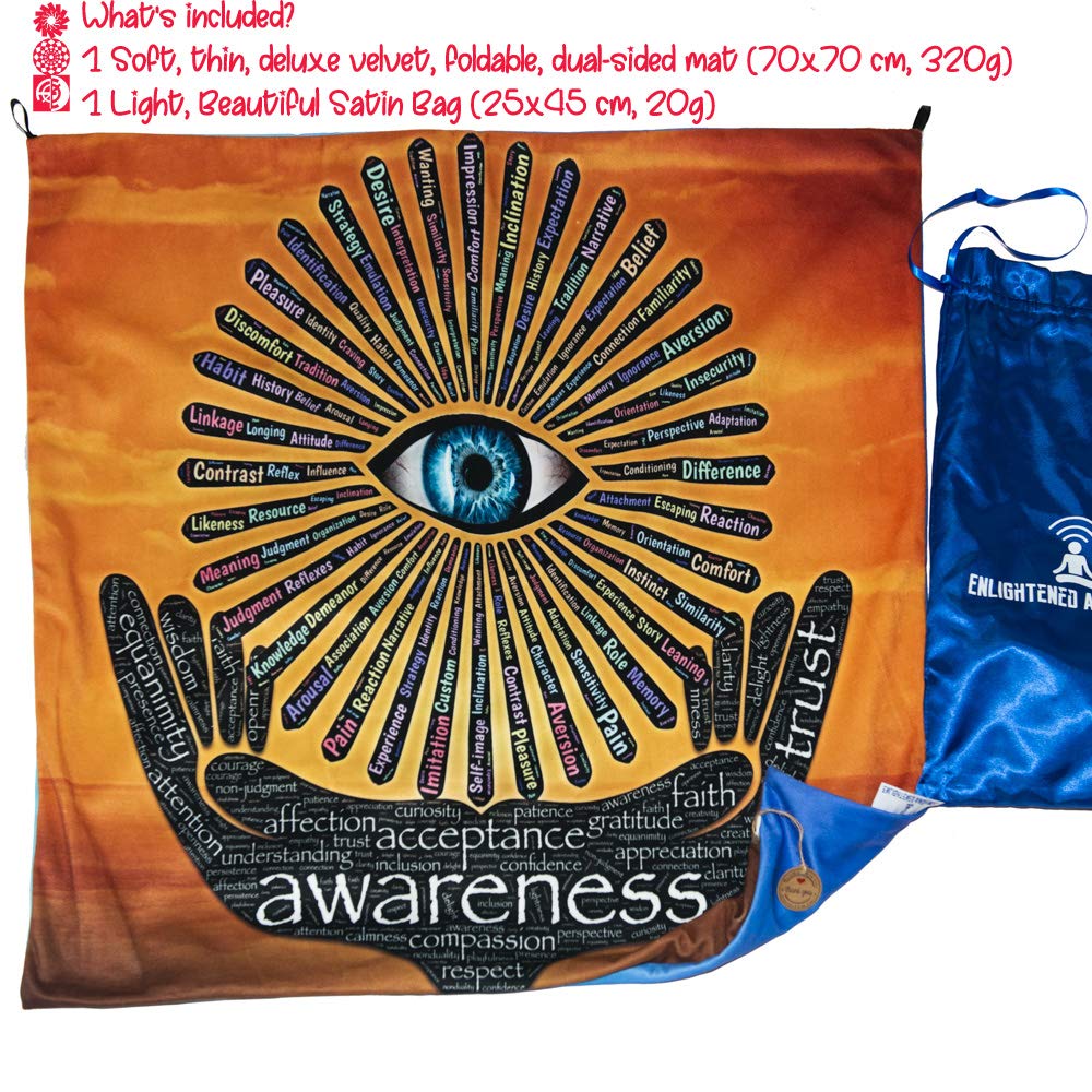 Eye Wall Decor-Premium Velvet Meditation Mat|Wall Art Tapestry Wall Hanging |Convertible Meditation Cushion Cover| Unique Meditation Gift for Men,Women| Dual Printed,Travel Yoga mat 70x70cm|Satin Bag