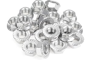 HELIFOUNER 20 Pieces 1/2”-13 Flange Nuts, Serrated Flange Hex Lock Nuts Assortment Kit, 304 Stainless Steel (18-8), Bright Finish, Coarse Thread