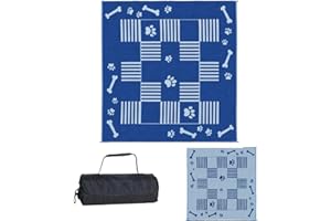 Ming's Mark DA3 Stylish Camping Reversible Dog Paw/Bone Patio Mat - 9' x 9', blue/white