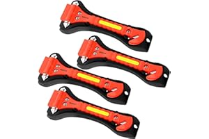 SZEOF Car Window Breaker,Glass Breaker,Car Window Breaker and Seatbelt Cutter,Multi-Functional Car Safety Hammer,Car Emergency Kit,4 Packs(Orange)…