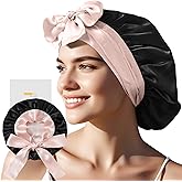 ZIMASILK 100% Mulberry Silk Bonnet for Sleeping Women Double-Layered Breathable Hair Wrap with Silk Tie Band,1 Pack