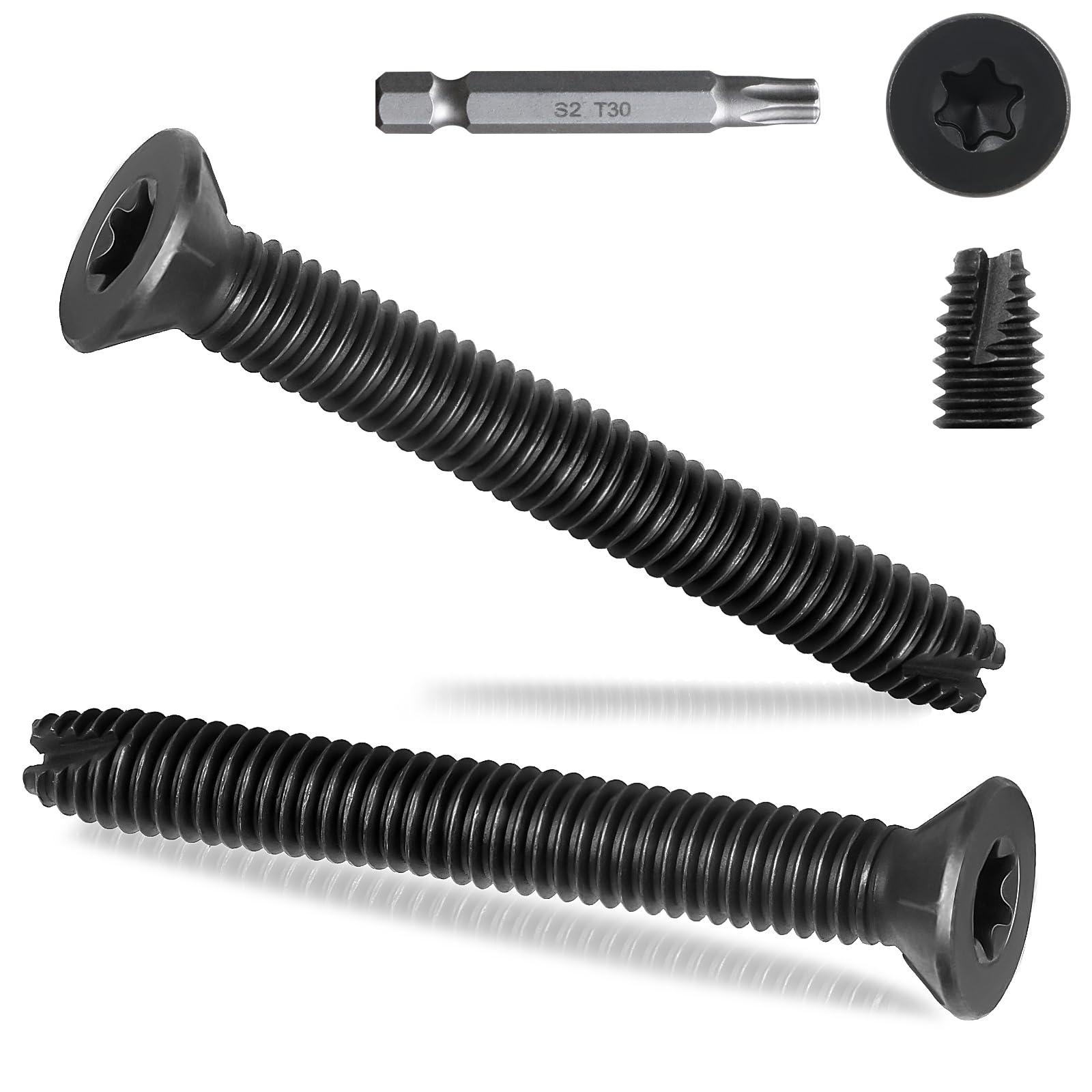 Photo 1 of 1/4-20 x 2-1/2" Flat Head Thread Cutting Self Drilling Deck Screws, Type 7, Star Drive T-30, Steel Floorboard Thread Cutting Screws for Wood & Metal-100 Pack
