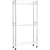 Amazon Basics Adjustable Clothes Rack for Handing, Double Hanging Rod Garment Rolling Closet Clothing Organizer, Chrome, 36'' x 14'' x 72''
