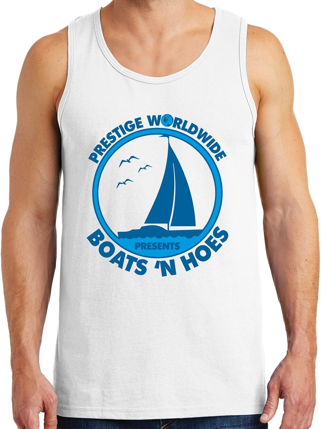UGP Campus Apparel Prestige Worldwide Presents Boats 'n Hoes - Funny Summer Movie Tank Top: Clothing