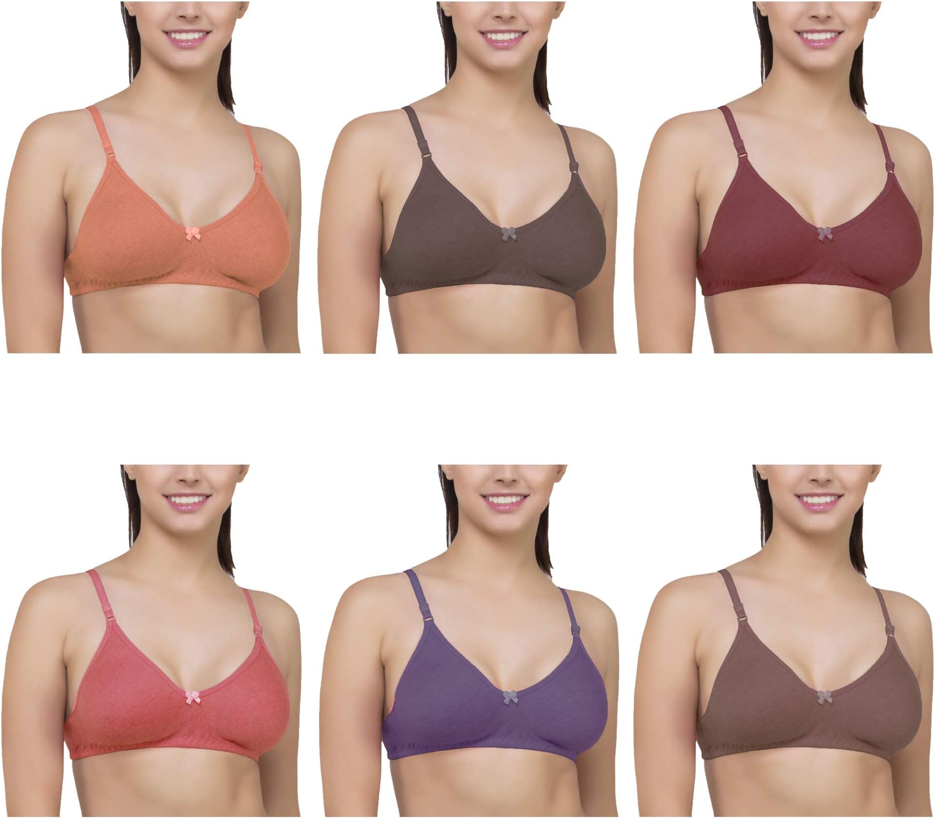Yes Beauty Women's Cotton Mix Hosiery Non-Padded Bra - Pack of 6