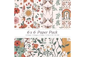 MIFUNER 6x6” 160gsm cardstock Single Sided Scrapbooking 24 Paper Pad vintage decoupage scrapbook kit patterned paper junk journal supplies journaling supply scrap paper crafting Spring