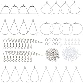UNICRAFTALE 48Pcs Earring Making Kit Beading Hoop Earring Finding Component Stainless Steel Wire Wrap Drop Earing Making Kit with Earring Hooks Open Jump Rings Ear Nuts for DIY Jewelry Making ﻿