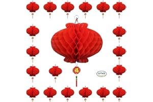 PANLEN 20 Pack 7.9" Chinese Red Lanterns for New Year Decoration, Spring Festival, Mini Hanging Red Paper Lanterns for Party Wedding Restaurant Decorative