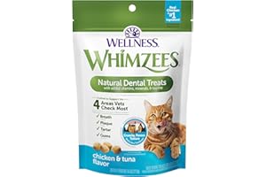 WHIMZEES Wellness Cat Dental Treats, Natural Chews, Chicken and Tuna Flavor, (4.5 Ounce Bag)