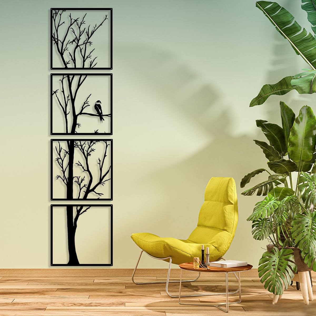 Luccyle Large Metal Branch Wall Decoration,Tree Metal Wall Art 4 Pieces Set,Tree Wall Art Decor for Home Garden Living Room Decorations