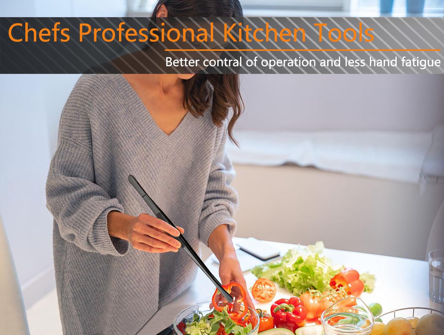 JETKONG 6 Pcs Cooking Tweezer Tongs, 12'' and 6.3