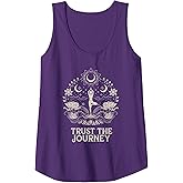 Trust The Journey Yoga Spiritual Boho Lotus Moon Tank Top