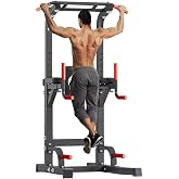 SogesPower 87in Power Tower Pull Up Bar Station Dip Station for Home Gym | 10-Level Adjustable Height Pull Up Bar Stand Dip Bar Strength Training Workout Equipment