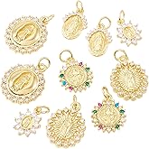 FASHEWELRY Brass 18K Gold Plated Charms Cubic Zirconia Gold Plated Charms for Jewelry Making, Heart Cross Animal Permant Jewelry Pendants with Jump Rings for Bracelet Necklace Earring Keychains