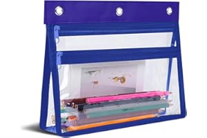 YoeeJob Pencil Pouch for 3 Ring Binder with 1.5 inch Expandable Large Capacity, Double Pockets Zipper Pencil Case, Pencil Binder Pouch for School Office Home,Blue