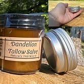Naturally Inspirational Dandelion Tallow Salve | Grass-Fed Beef Tallow &amp; Dandelion Infused Olive Oil | Solid Herbal Skin Moisturizer | 1 oz