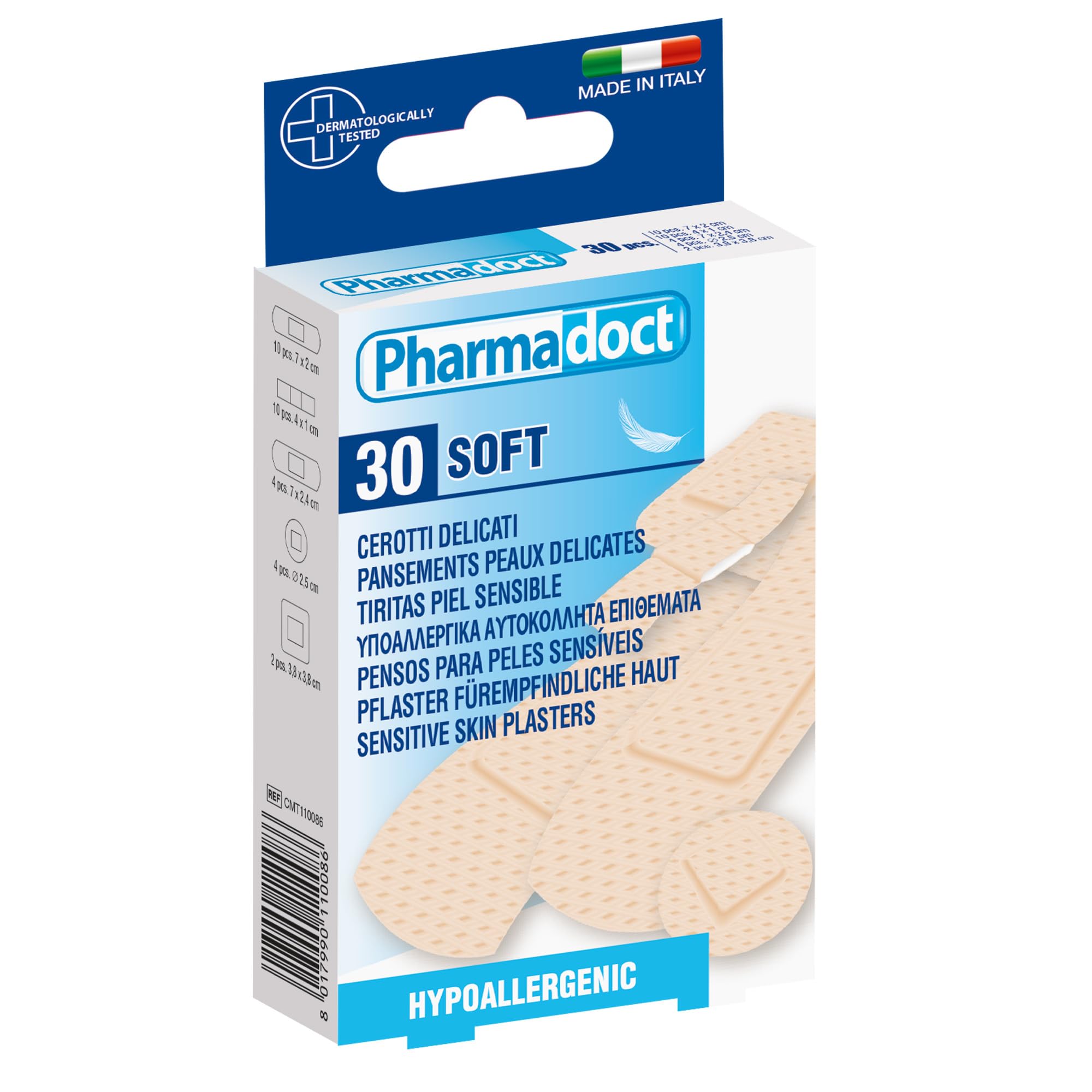 Pharmadoct Hypoallergenic Plasters, 5 assorted sizes - 12 boxes of 30 pcs