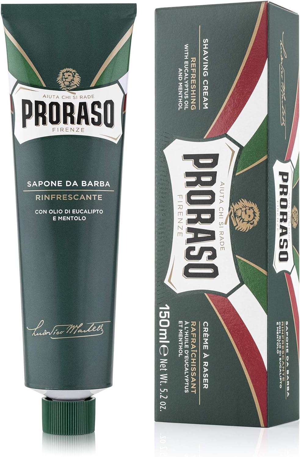 Proraso Shaving Cream Tube, 150ml, Refreshing and Toning Shaving Cream for Men with Eucalyptus Oil and Menthol, Made in Italy, Green