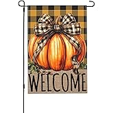 Pumpkin Fall Garden Flag 12x18 Inch Double Sided Outside, Welcome Autumn Yard Outdoor Decoration Flag