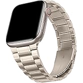 HITZEE Metal Bands Compatible with Apple Watch Band 42mm 41mm 40mm 38mm, Stainless Steel Replacement Men/Women Band Strap Compatible for iWatch SE3 2 1 Series 11 10 9 8 7 6 5 4-1, Starlight
