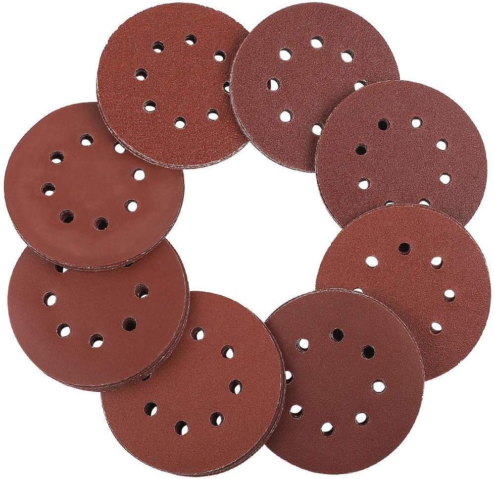 100 Dischi Abrasivi Orbitali 125mm – Grana Mista (100 E 180), 8 Fori, Velcro, Per Levigatrice Da 5'' – Taspire