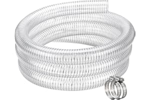 ZY-hosetube Flexible Hose 1 1/2" id - 5ft Clear PVC Spiral Steel Wire Reinforced Vinyl Tubing 1.5 inch Plastic Vacuum Pipe Flex Suction Hose for Dust Collection Boat Marine Pump, Drain Water Fuel Gas