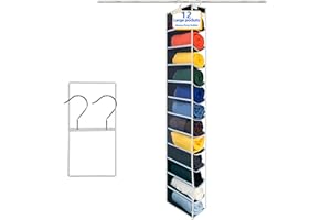 zebricolo,Closet Organization,12 Section, Hanging Closet Organizer, Space Saving, College Dorm Essentials for Girls, Heavy dutys Hooks Up to 45 Pounds, Clothes Storage,Closet Organizer,Black/White