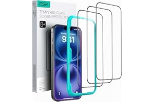 ESR 3 Pack for iPhone 16 / iPhone 15 Screen Protector, Tempered Glass Film with Easy Installation Tool, 9H Hardness, Military
