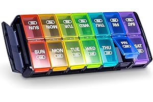 Sukuos Weekly Pill Organizer 7 Day 2 Times a Day, Quick Fill Daily Pill Box (AM PM), Arthritis Friendly Extra Large Pill Cases for Vitamin/Fish Oil/Supplements