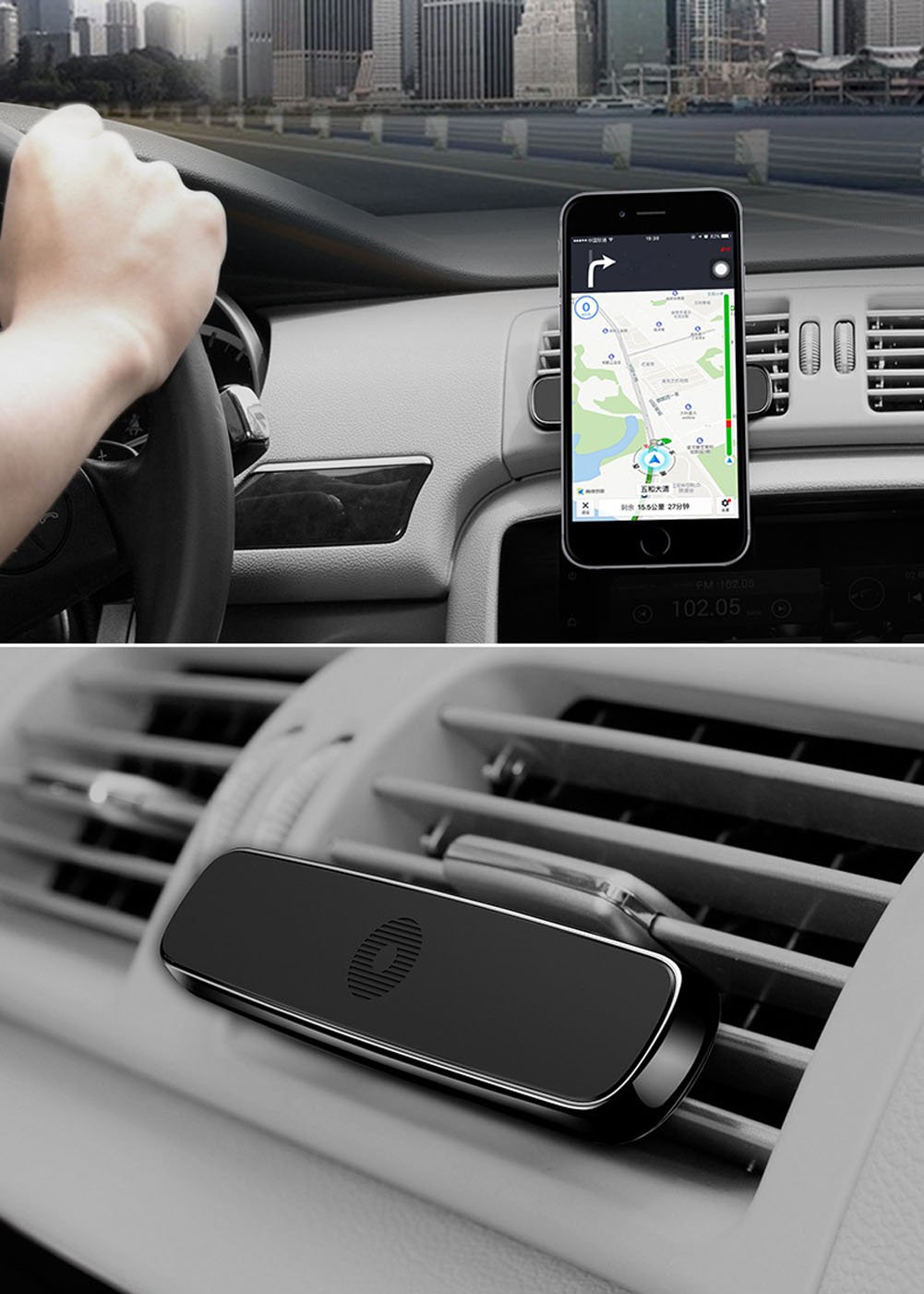 Magnetic Phone Car Air Vent Mount Holder, Drift Universal Smartphone Car Air Vent Mount Holder Cradle for iPhone X, 8/8 Plus/7/7 Plus, Samsung Galaxy S8/S9 and More Cellphones & Mini Tablets (Silver)