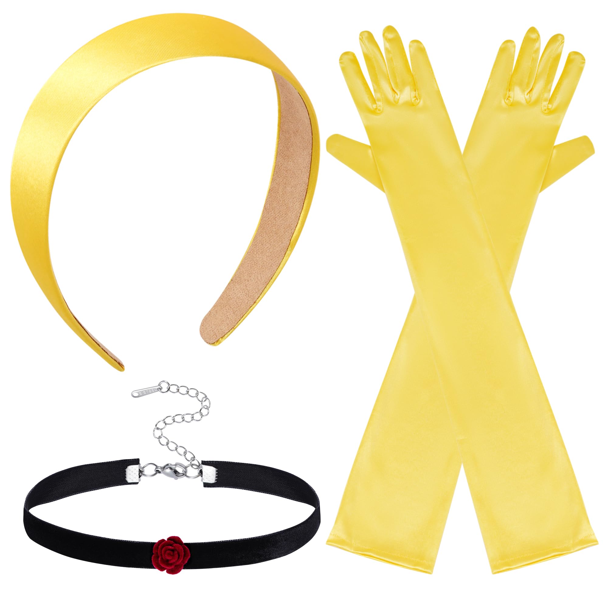 Photo 1 of ** NO NECKLACE**
obmwang Women Princess Costume Accessories Yellow Headband Long Gloves Choker Set for Halloween Cosplay Birthday Party