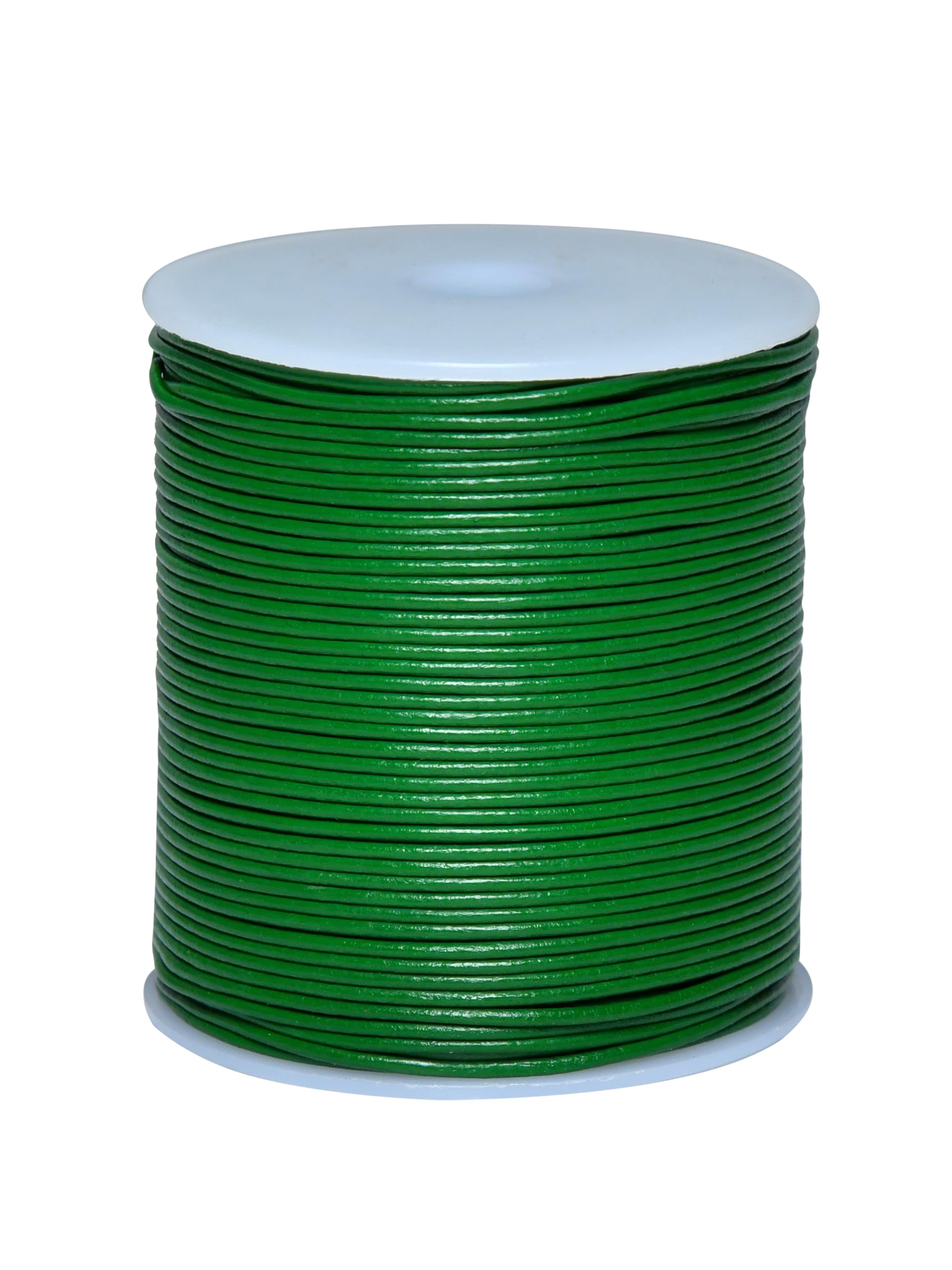 Cords Essentials Round Genuine Leather String Cord, Rope for Jewelry Making, Necklaces, Bracelets, Kumihimo Braiding, Wraps, Crafts and Hobby Projects (Light Green, 1.5 MM)