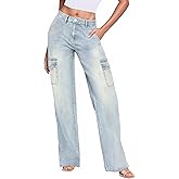 Hybrid & Company Womens Wide Leg High Rise Super Comfy Stretch Denim Pants Trendy Relaxed Fit Jeans with Pockets