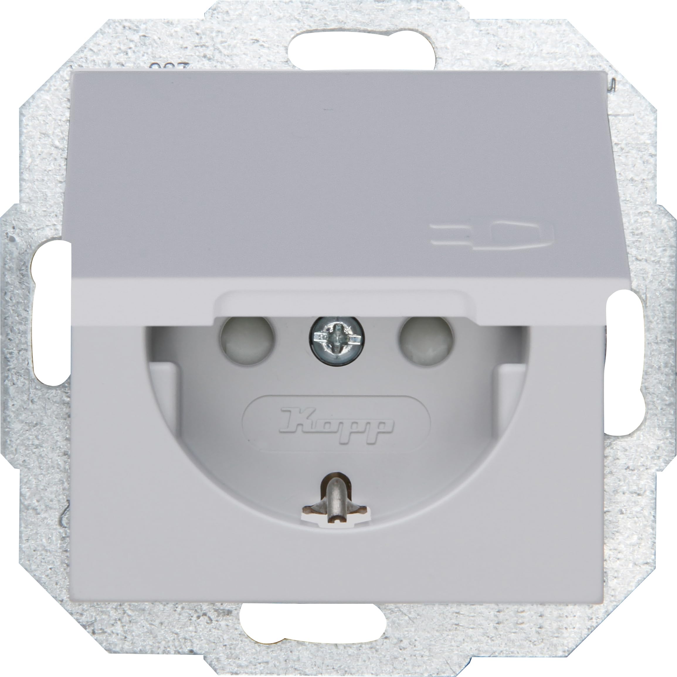 Kopp Athenis 940134089 Protective Contact Socket with Lid, 1-Way with Touch Protection, 16 A, 250 V~, IP20, Grey, Matte Surface