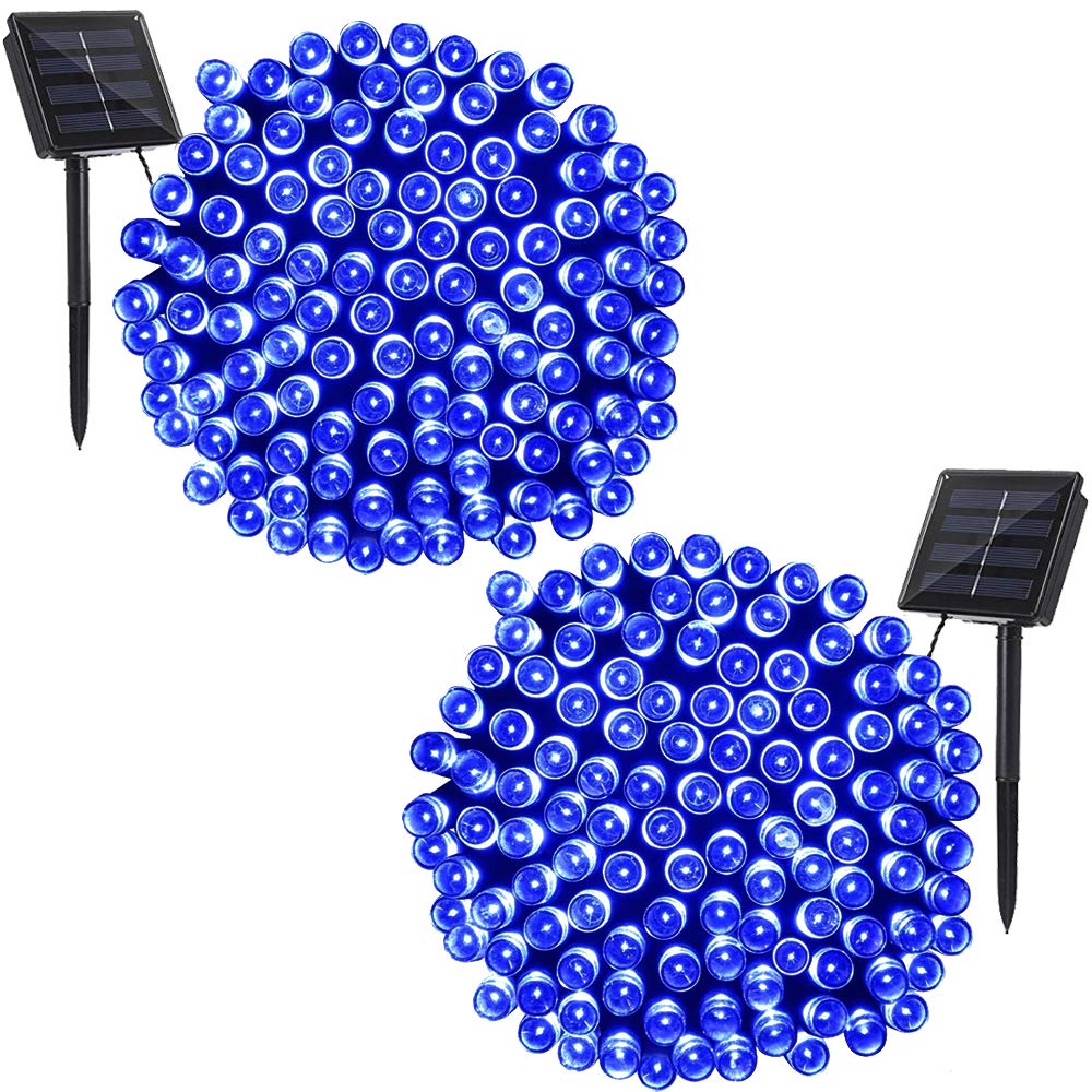 Solarmks DC-B2200 Solar 72ft Bule Outdoor String, 2 Pack 200 LED Seasonal Decorative Lighting for Home, Lawn, Garden, Wedding, Patio, Party and Holiday