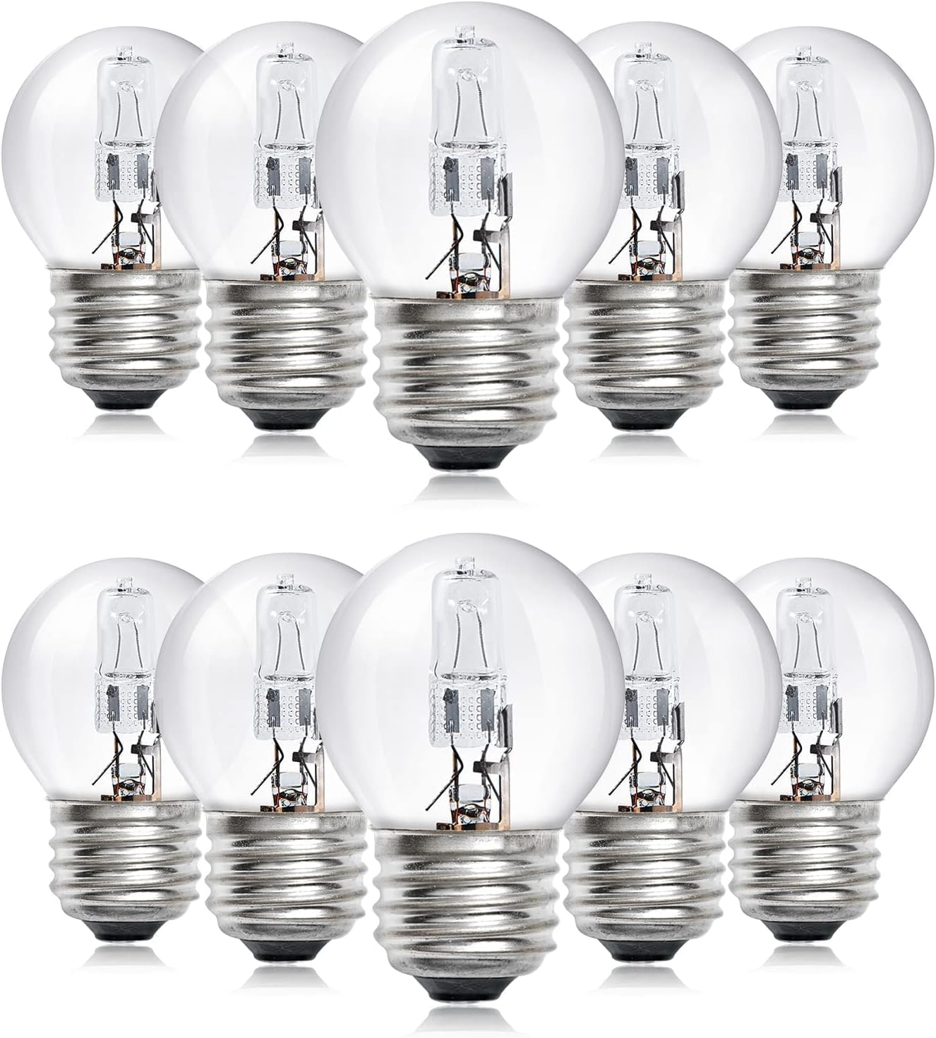 Bonlux G45 E27 Edison Screw ES Bulb, 42W Dimmable Golf Ball Light Bulb 2700K Warm White, Classic Mini Globes Clear Round Light Bulbs, Equivalent to 60W Incandescent Bulbs Pack of 10