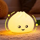 look at me, happy happy happy Squishy Dumpling Night Light, Soft Touch Lamp | Silicone Rechargeable 7 Color Changing LED Night Light, Cute Lamp for Nursery Bedroom Decor, Gift for Girls Boys
