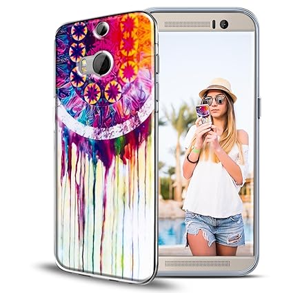 Conie Backcover kompatibel mit HTC One M8, Silikon Hülle mit Bilder Motive verstärkte Knöpfe Kantenschutz Bumper