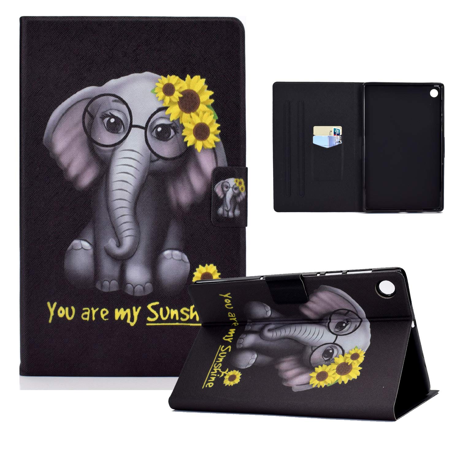 CXTCASE Case for Lenovo Tab M10 Plus (3rd Gen) 10,6 Inch,Stand Function PU Leather Protective Cover Tablet Case Shell for Lenovo Tab M10 Plus 3rd Gen,Flower Elephant