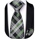 Hi-Tie Boys Ties Self Tie Silk Striped Kids Necktie and Pocket Square Set Paisley Boys Tie for Age 8-11 Wedding