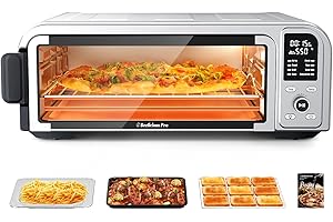 BEELICIOUS PRO Beelicous Pro 19QT Digital 8-in-1 Air Fryer Toaster Oven, 550°F Flavor-Lock Tech, Flip Up & Away Capability, 40+ Recipes, Airfryer Countertop Oven Combo, 4 Accessories, Fit 13" Pizza, Stainless Steel