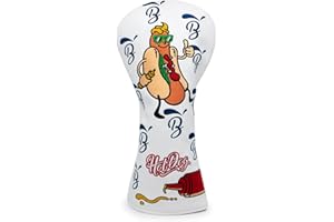 BAIRBRE Golf Club Covers, Hot Dog Golf Driver Cover Fariway Wood Headcovers Hybrid Head Covers 3 Wood Headcover Leather Golf Headcover with Number Tag for Scotty Cameron Odyssey Taylormade All Brand