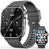 MFVLP Smart Watch for Men Women, 1.85'' AMOLED HD Fitness Watch with 120+ Sports Modes, Bluetooth Call/Heart Rate/Sleep Monitor/Pedometer, Smartwatch for Android iOS, IP68 Waterproof, Black