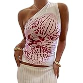 Women Y2K Spaghetti Strap Crop Top Vintage Floral Aesthetic Cami Tank Tops Teen Cute Summer Trendy Scoop Neck Going Out Tops