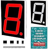 Lonely Binary 2-Pack 4" 7-Segment LED Display 74HC595 for C++ &amp; ESP32 | 100mm chainable digits; 12V segments, 5V/3.3V logic, 3-pin; for Pico, STM32, ESP8266; scoreboard, clock, timer; tutorials