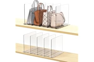 frtzal Purse Organizer for Closet, Handbag organizer Shelf Dividers for Closet Organization Adjustable Plastic Handbag Organizers for Closets Purse Storage Organizer (5 layers Tra)