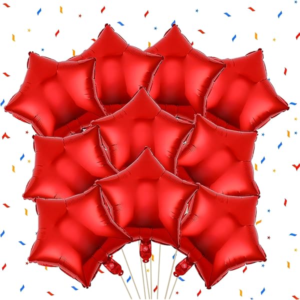 10 Pack Red Star Balloons-18 Inch Star Foil Balloons for Christmas Birthdays Father's Day Engagement Wedding Baby Shower Party Decorations