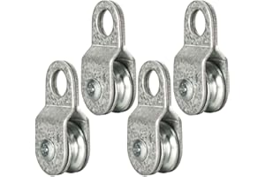 SHINICO 4 Pack Small Snatch Cable Pulley Block for 6mm / 0.23 Inch Wire Rope, Single Pulley Wheel Bearing Inside, Load 70 Lb